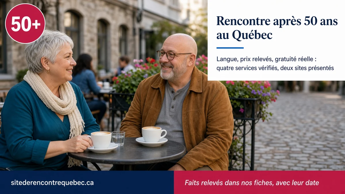 Un homme et une femme dans la cinquantaine prennent un café sur une terrasse du Vieux-Québec